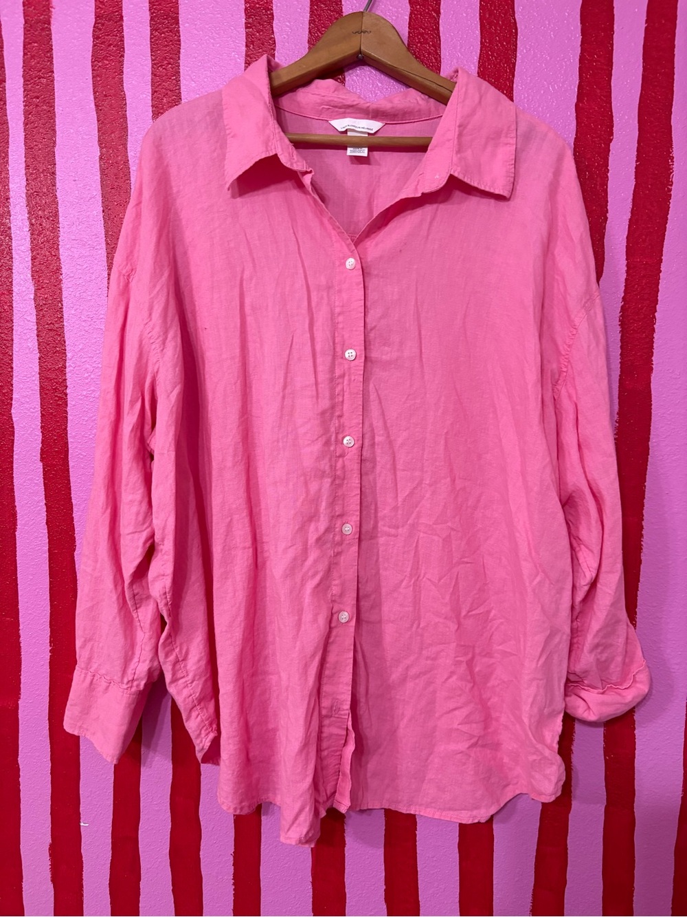 H&M Oversized Pink Button-Down Shirt